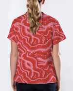 Red Revival Bold Cherry Pop Energy Women Scrub Top - Scrubloop