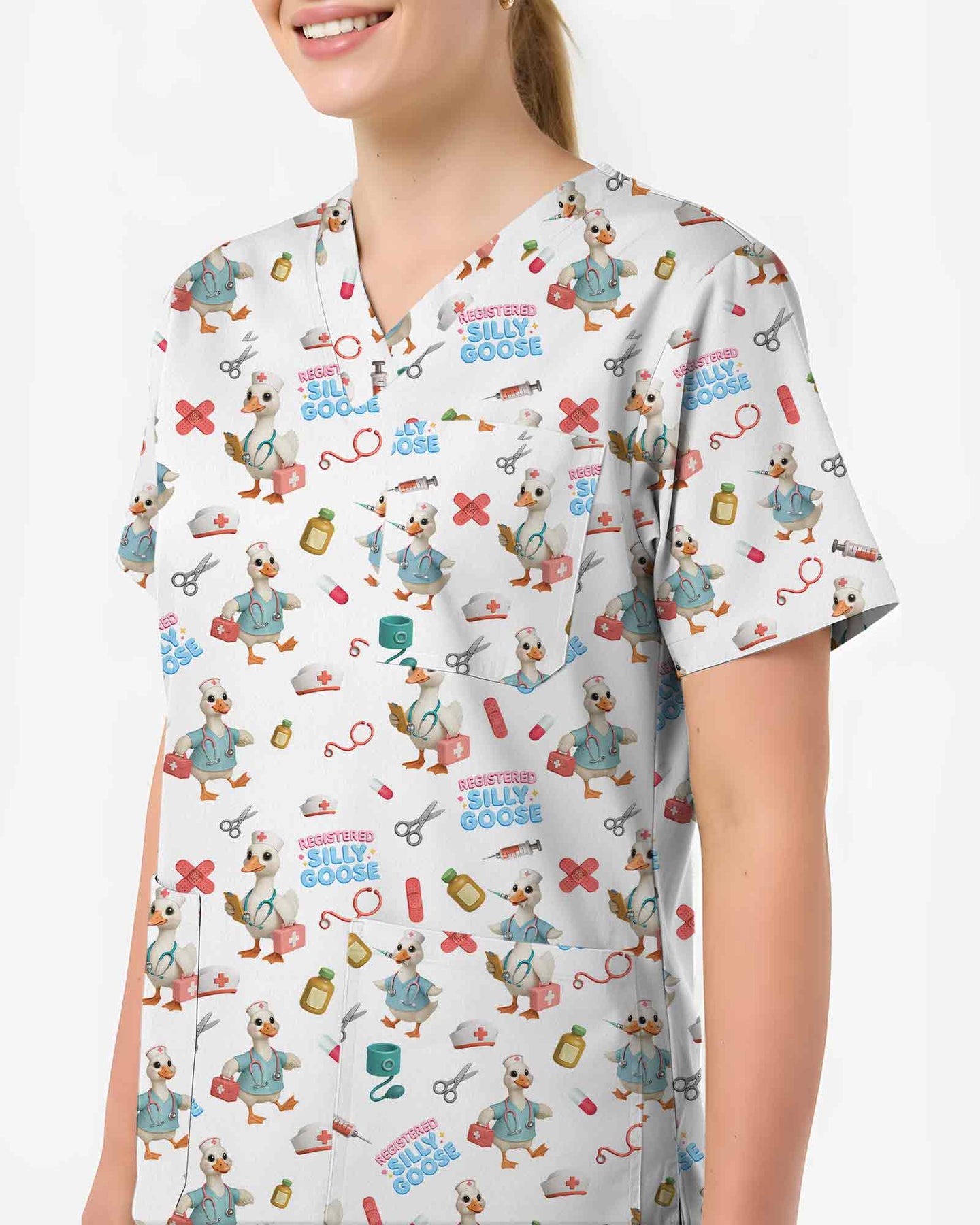 Registered Silly Goose Nurse Scrub Top - Scrubloop