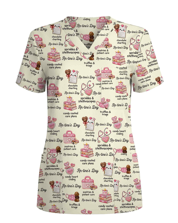 Rn-tine's Day Sweet Treats Medical Scrub Top