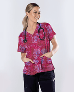 Rose Mandala Bloom Women Scrub Top - Scrubloop