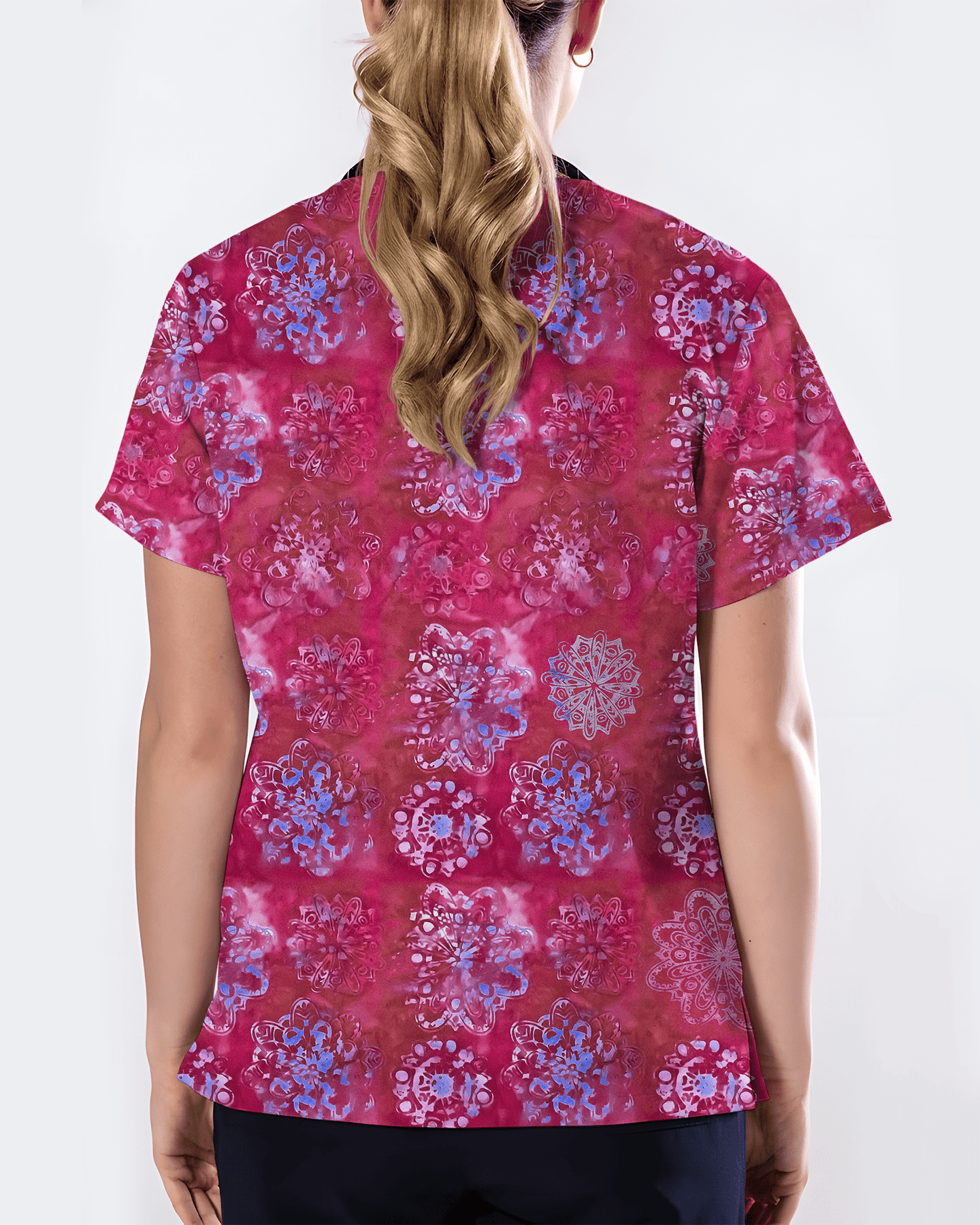Rose Mandala Bloom Women Scrub Top - Scrubloop