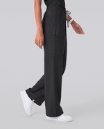 Ruched High-Rise Wide-Leg Pant Black - Scrubloop