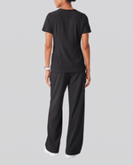 Ruched High-Rise Wide-Leg Pant Black - Scrubloop