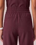 Ruched High-Rise Wide-Leg Pant Burgundy - Scrubloop