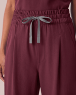 Ruched High-Rise Wide-Leg Pant Burgundy - Scrubloop