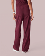 Ruched High-Rise Wide-Leg Pant Burgundy - Scrubloop