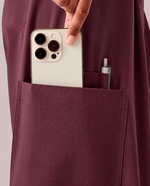 Ruched High-Rise Wide-Leg Pant Burgundy - Scrubloop