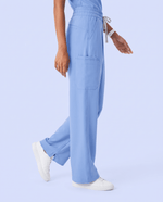 Ruched High-Rise Wide-Leg Pant Ceil Blue - Scrubloop