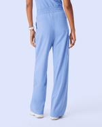 Ruched High-Rise Wide-Leg Pant Ceil Blue - Scrubloop