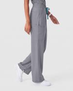 Ruched High-Rise Wide-Leg Pant Heather Gray - Scrubloop