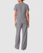 Ruched High-Rise Wide-Leg Pant Heather Gray - Scrubloop