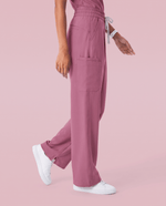 Ruched High-Rise Wide-Leg Pant Mauve - Scrubloop