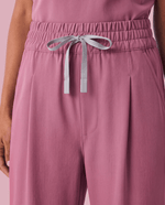 Ruched High-Rise Wide-Leg Pant Mauve - Scrubloop