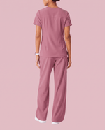 Ruched High-Rise Wide-Leg Pant Mauve - Scrubloop