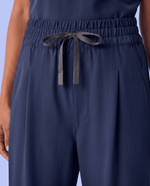 Ruched High-Rise Wide-Leg Pant Navy - Scrubloop