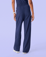Ruched High-Rise Wide-Leg Pant Navy - Scrubloop