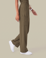 Ruched High-Rise Wide-Leg Pant Olive - Scrubloop
