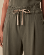 Ruched High-Rise Wide-Leg Pant Olive - Scrubloop