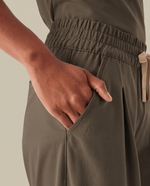 Ruched High-Rise Wide-Leg Pant Olive - Scrubloop