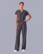 Ruched High-Rise Wide-Leg Pant Pewter - Scrubloop