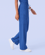 Ruched High-Rise Wide-Leg Pant Royal Blue - Scrubloop