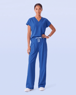 Ruched High-Rise Wide-Leg Pant Royal Blue - Scrubloop