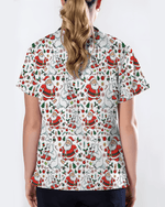 Santa and Polar Bear Christmas Holiday Nursing Scrub Top - Scrubloop