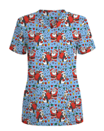 Santa Penguin Christmas Nursing Scrub Top - Scrubloop
