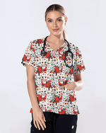 Santa Penguin Christmas Nursing Scrub Top - Scrubloop