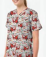 Santa Penguin Christmas Nursing Scrub Top - Scrubloop