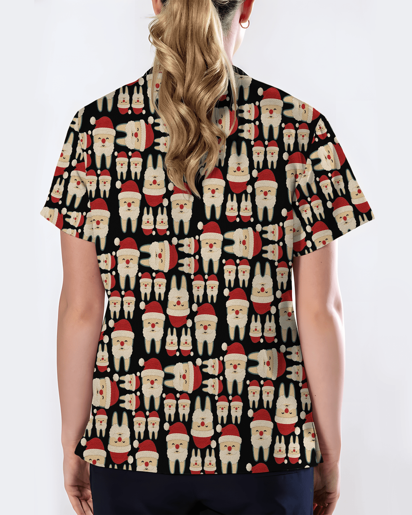 Santa Teeth All I Want For Christmas Dental Scrub Top - Scrubloop
