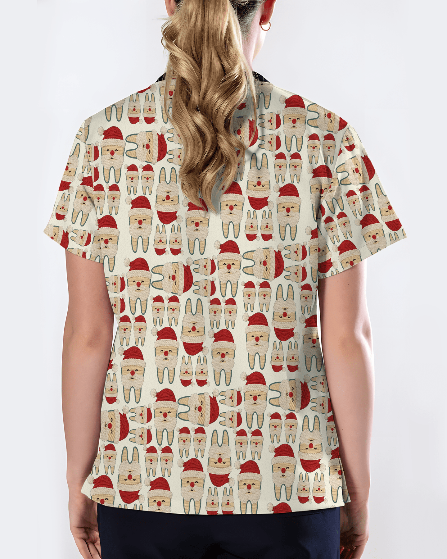 Santa Teeth All I Want For Christmas Dental Scrub Top - Scrubloop