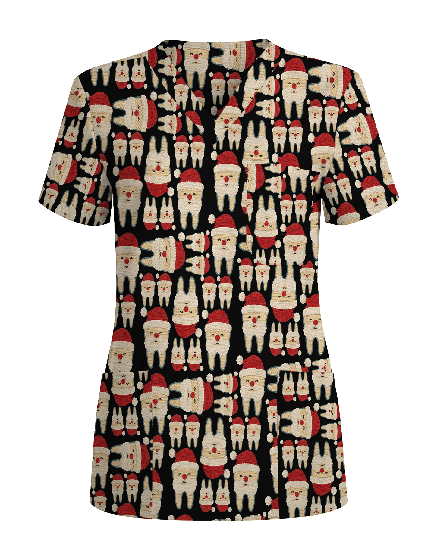 Santa Teeth All I Want For Christmas Dental Scrub Top - Scrubloop
