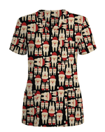 Santa Teeth All I Want For Christmas Dental Scrub Top - Scrubloop