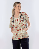 Santa Teeth All I Want For Christmas Dental Scrub Top - Scrubloop