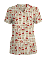 Santa Teeth All I Want For Christmas Dental Scrub Top - Scrubloop