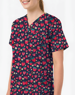 ScrubLoop Summer Strawberry Harvest Women Scrub Top - Scrubloop