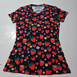ScrubLoop Summer Strawberry Harvest Women Scrub Top - Scrubloop