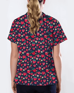 ScrubLoop Summer Strawberry Harvest Women Scrub Top - Scrubloop
