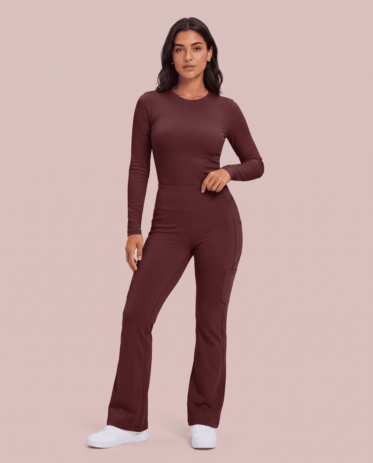 Sculpt Flare Scrub Legging Burgundy - Scrubloop