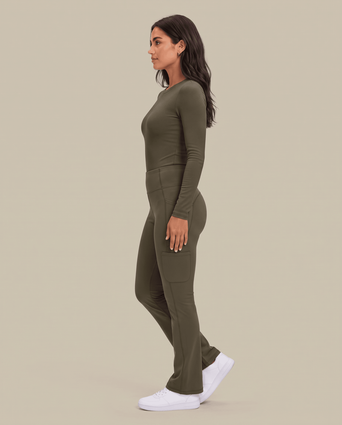 Sculpt Flare Scrub Legging Olive – Scrubloop