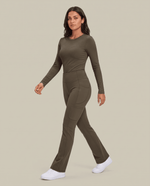 Sculpt Flare Scrub Legging Olive - Scrubloop