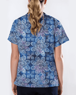 Serene Geometric Bloom Women Scrub Top - Scrubloop