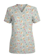 Shiba Inu Playful Kawaii Spirit Women Scrub Top - Scrubloop