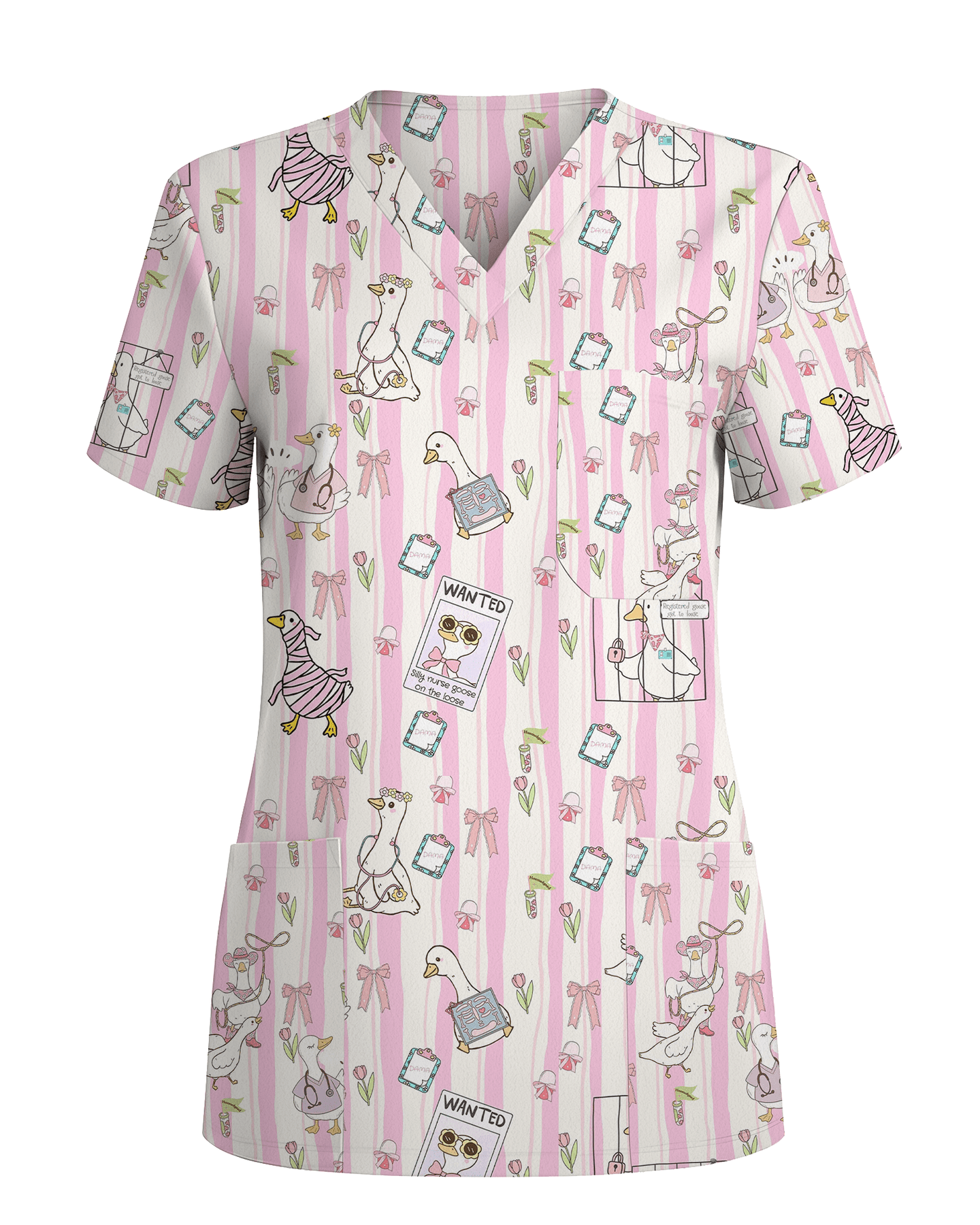 Silly Nurse Goose On The Loose Scrub Top - Scrubloop