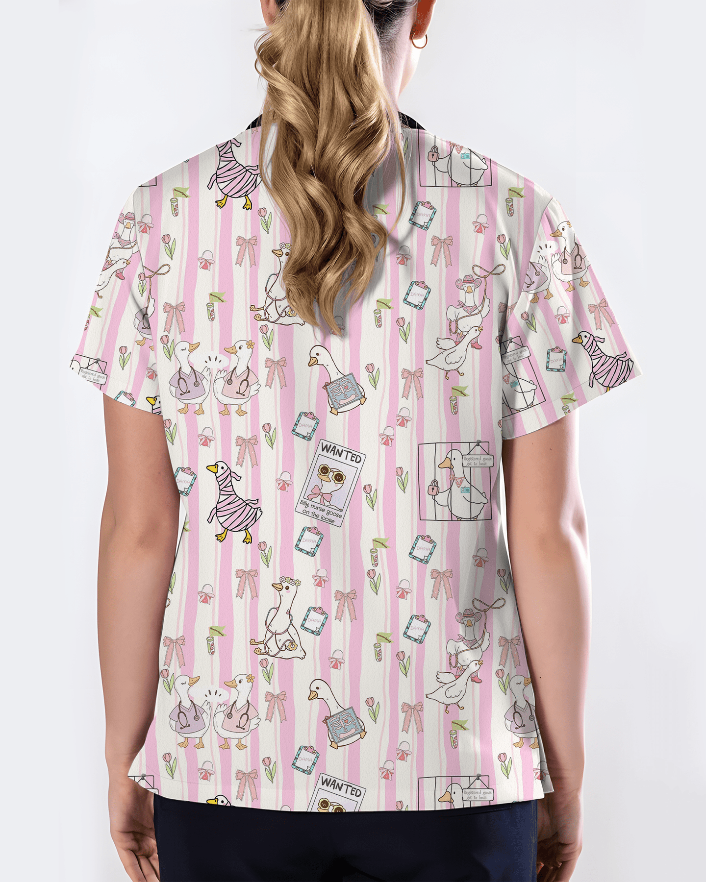 Silly Nurse Goose On The Loose Scrub Top - Scrubloop