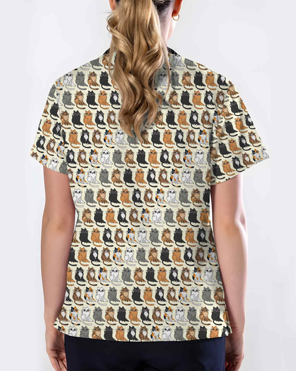 Sitting Cats Cat Lover Scrub Top - Scrubloop