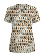 Sitting Cats Cat Lover Scrub Top - Scrubloop