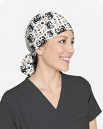 Skeleton Cat Spooky Medical Charm Scrub Cap - Scrubloop