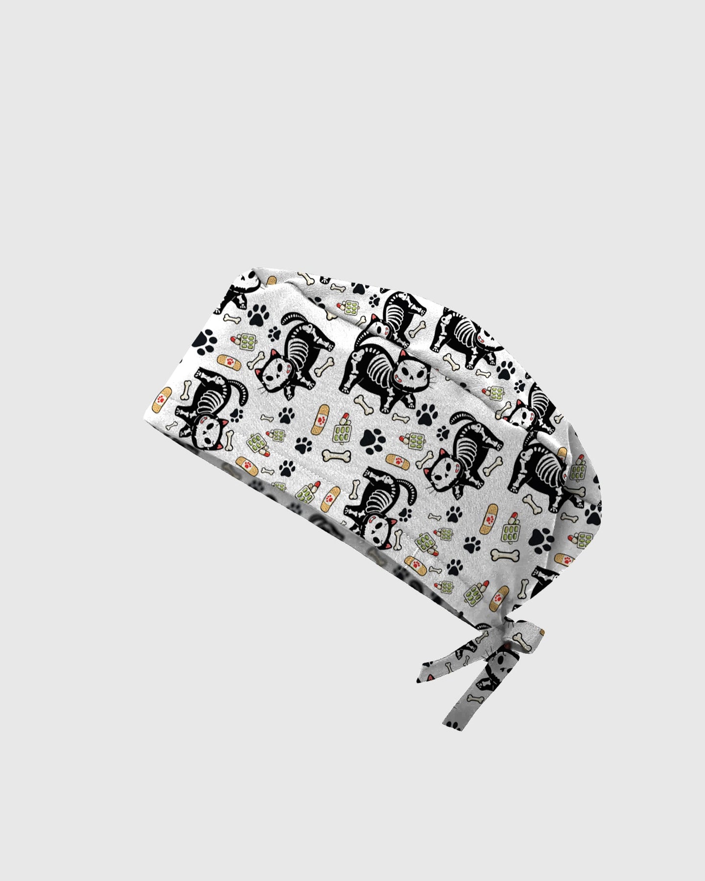Skeleton Cat Spooky Medical Charm Scrub Cap - Scrubloop